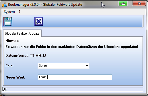 Globaler Feldwertupdate